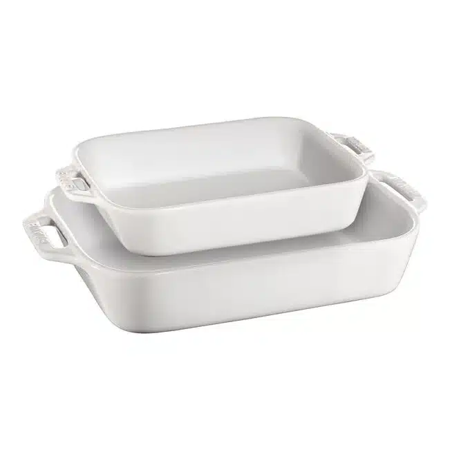 STAUB Ceramics Rectangular Baking Dish Set, 2 pc, White