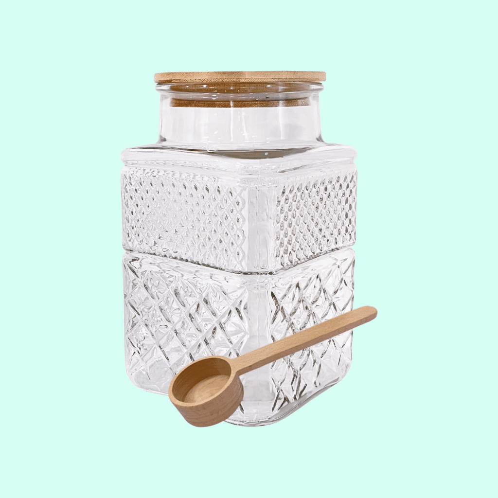Viovian Large Glass Jar with Wood Lid and Spoon