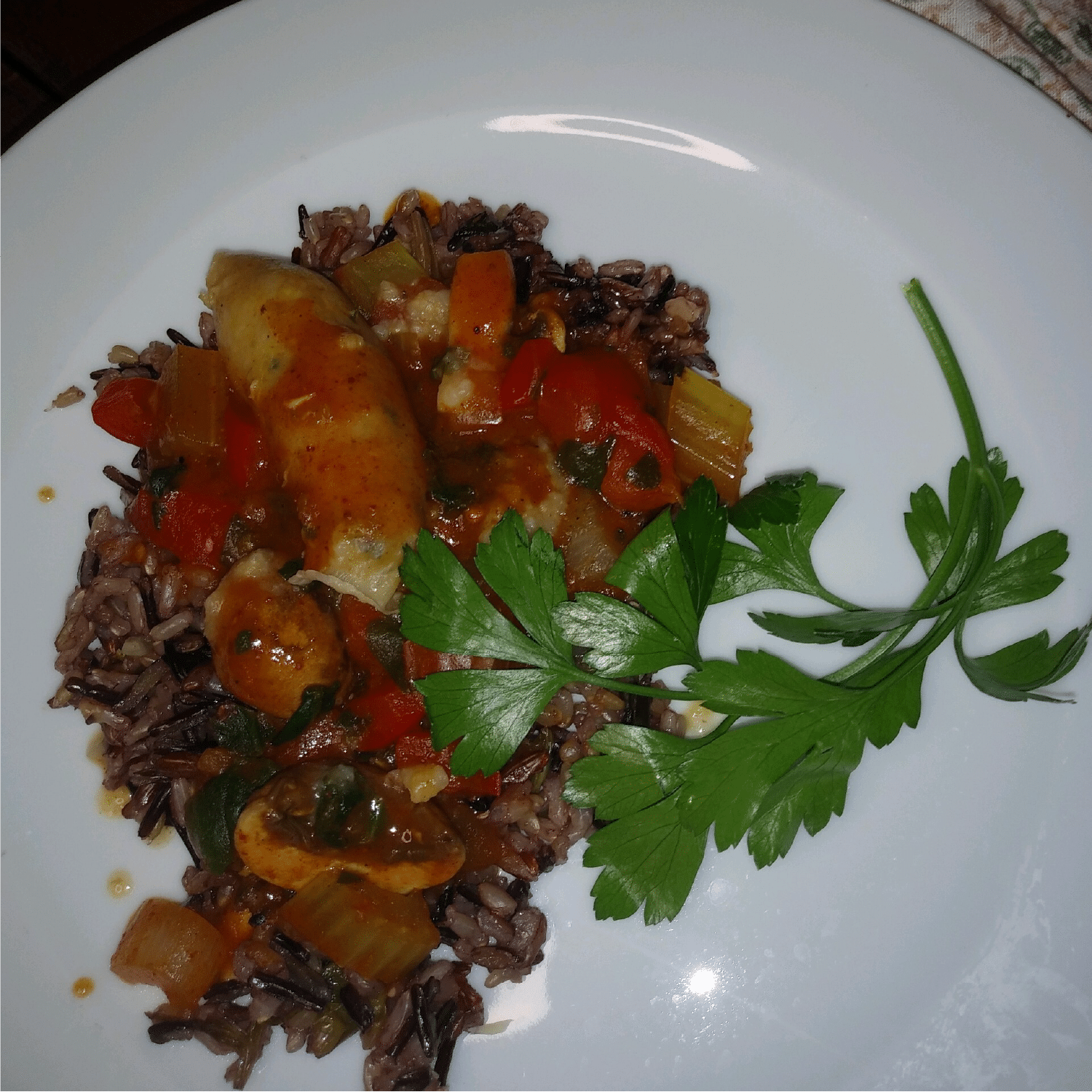 Seafood Etouffee with Mushrooms & Spinach
